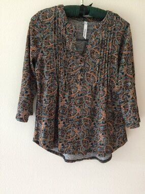 NY Collection Paisley Print Top Size PL